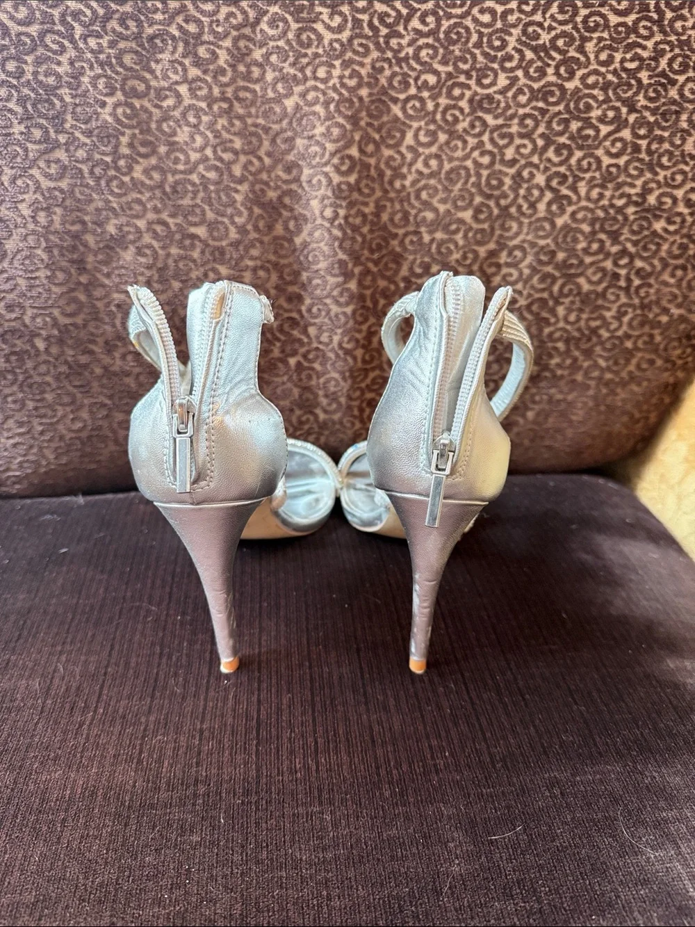 Steve Madden Silver Rhinestone Strappy Heels